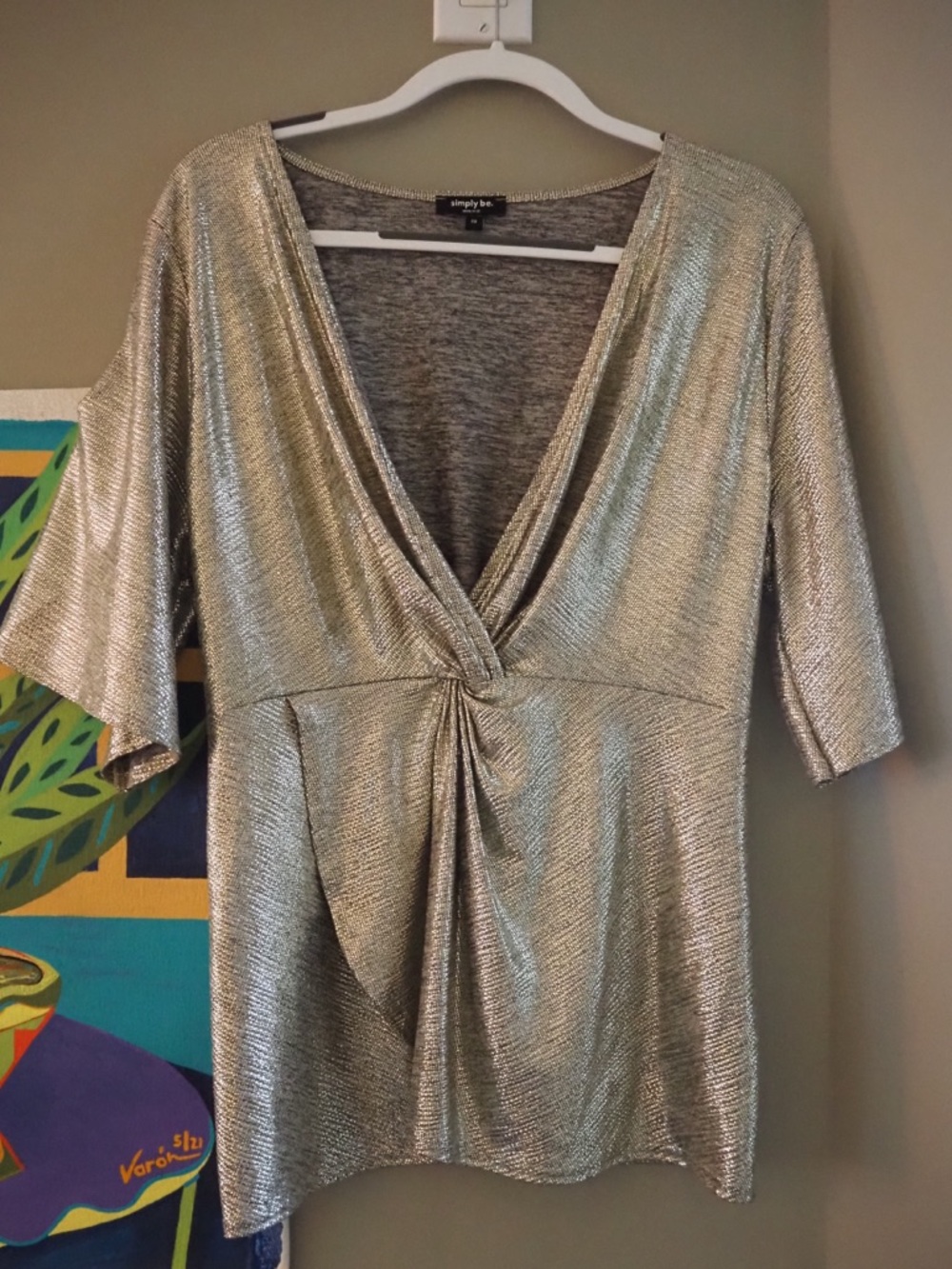 Simply Be Gray Metallic Top UK size 20 US size 16